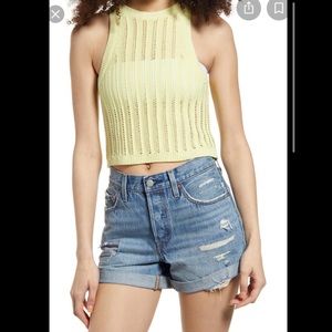 Yellow Knit Crop Top